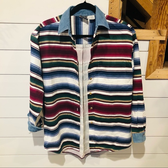 Vintage long sleeve western southwest striped shirt - Picture 2 of 5